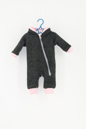 Salopetă din Lână Fiartă cu Fermoar și Glugă - GREY/PINK [0]