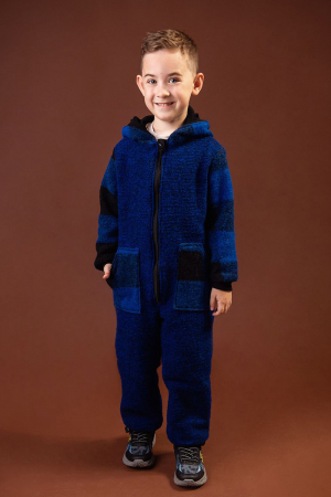 Salopetă din Lână Fiartă cu Fermoar și Glugă - Albastru [2]