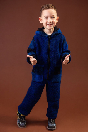 Salopetă din Lână Fiartă cu Fermoar și Glugă - Albastru [1]