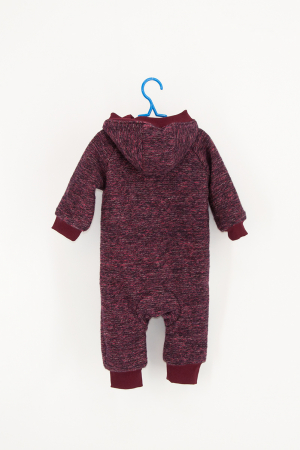 Salopetă din Lână Fiartă cu Fermoar și Glugă -visiniu [1]