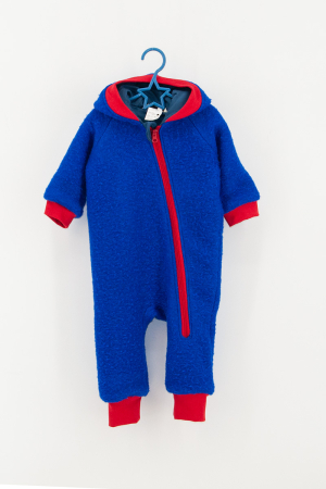 Salopetă din Lână Fiartă cu Fermoar și Glugă Țepi Dino - Royal Blue [3]
