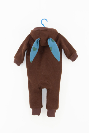 Salopetă din Lână Fiartă cu Fermoar și Glugă Iepuraș - Brown/Blue [3]