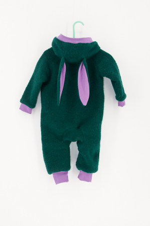 Salopetă din Lână Fiartă cu Fermoar și Glugă - GREEN PURPLE [1]