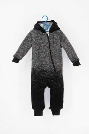 Salopetă din Lână Fiartă cu Fermoar și Glugă - Gri Degrade [1]