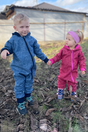 Salopetă țesută din Lână si Polar - Pink [2]