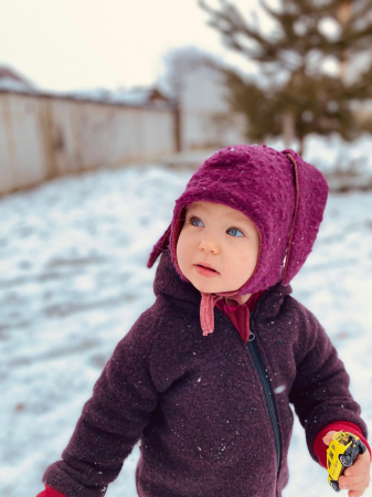 Salopetă din Lână Fiartă cu Fermoar și Glugă - Visiniu Doots [2]