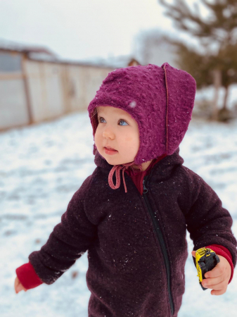 Salopetă din Lână Fiartă cu Fermoar și Glugă - Visiniu Doots [1]