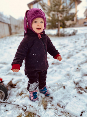 Salopetă din Lână Fiartă cu Fermoar și Glugă - Visiniu Doots [0]