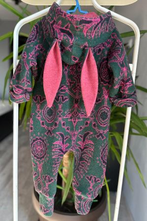 Salopetă din Lână Fiartă Fara Dublura - Kaki Fucsia [3]
