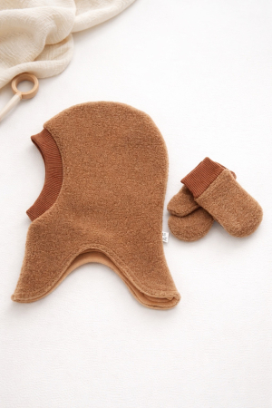 Cagule si Manuși Lână - Set Cagulă si manusi lână fiartă -Lila