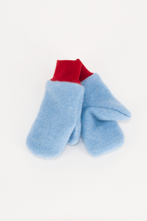 Set Cagulă si manusi lână fiartă - Blue/Red Dino [1]