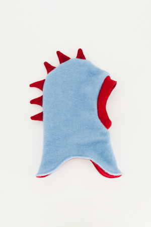 Set Cagulă si manusi lână fiartă - Blue/Red Dino [2]