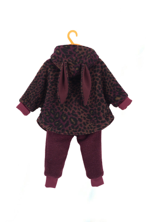Set Capă și Pantaloni din Lână 100%, Animal Print Bordo - Iepuraș [3]