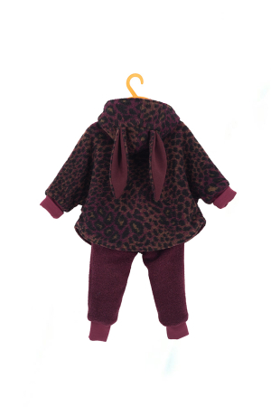 Set Capă și Pantaloni din Lână 100%, Animal Print Bordo - Iepuraș [2]