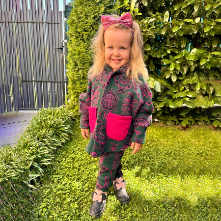 Set Capă + Pantalon copii din lână Fucsia Motive - H. Bebe [1]