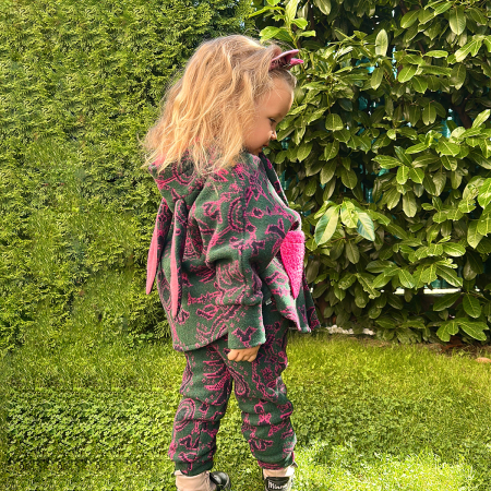 Set Capă + Pantalon copii din lână Fucsia Motive - H. Bebe [2]