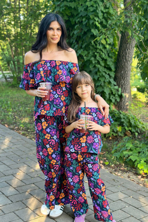 Set Compleu Mamă/Fiica din Muselina -Volane Bleomarin [2]