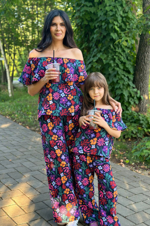 Set Compleu Mamă/Fiica din Muselina -Volane Bleomarin [1]