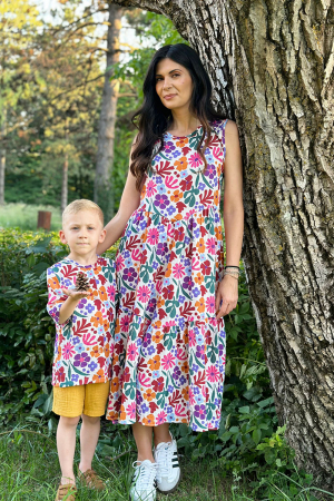 Set Mamă/Fiu din Muselina -Alb Flori [0]