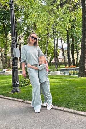 Set Compleu Mamă/Fiu din Muselina - Mint [0]