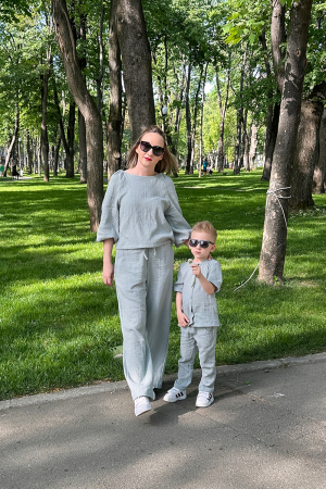 Set Compleu Mamă/Fiu din Muselina - Mint [2]