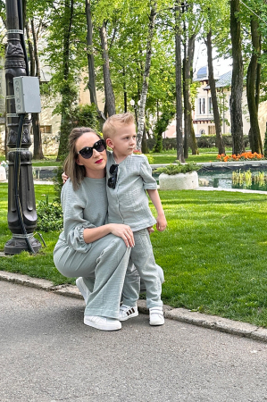 Set Compleu Mamă/Fiu din Muselina - Mint [1]