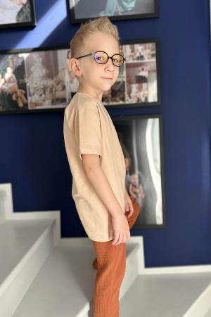 Set copii din bumbac organic și muselină GOTS – tricou cu buzunar și pantaloni | hbebe [1]