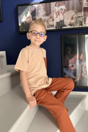 Muselina si IN - Set copii din bumbac organic și muselină GOTS – tricou cu buzunar și pantaloni | hbebe