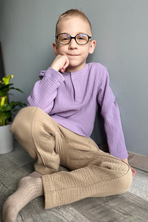 Muselina si IN - Cămașă tip tunică din muselină băiat |Liliac| H. Bebe