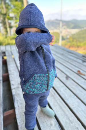 Set Hanorac cu Fermoar+Pantalon din lana - Albastru1 [0]