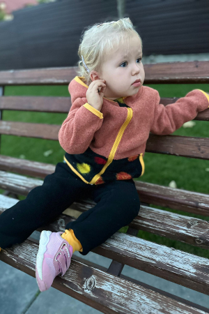 Set Hanorac cu Fermoar+Pantalon din lana - Orange Dots [2]