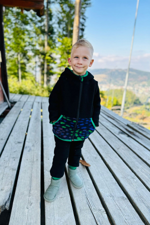 Set Hanorac cu Fermoar+Pantalon din lana - Negru/Verde [1]