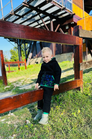 Set Hanorac cu Fermoar+Pantalon din lana - Negru/Verde [0]