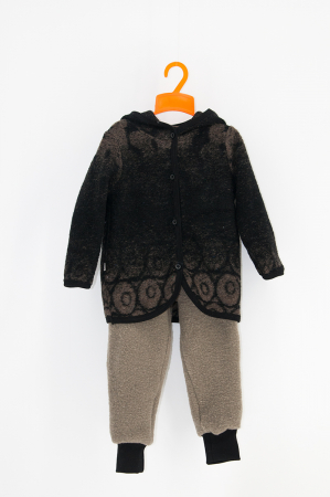 Compleuri din Lână - Set Hanorac+Pantalon din lana -Negru/Cenusiu