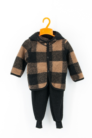 Lichidare de Stoc - Set Hanorac+Pantalon din lana - Carouri Maro