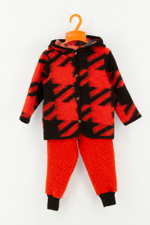 Compleuri din Lână - Set Hanorac+Pantalon din lana - Orange Nou