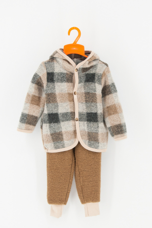 Back To Wool - Set Hanorac+Pantalon din lana - Carouri Crem