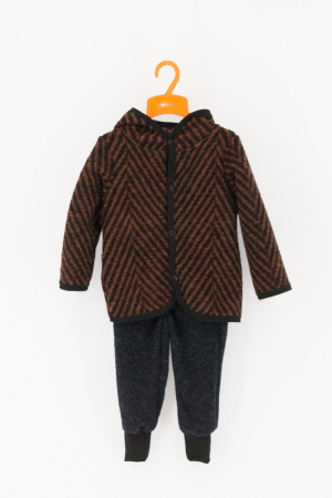 Compleuri din Lână - Set Hanorac+Pantalon din lana -Dungi Maro