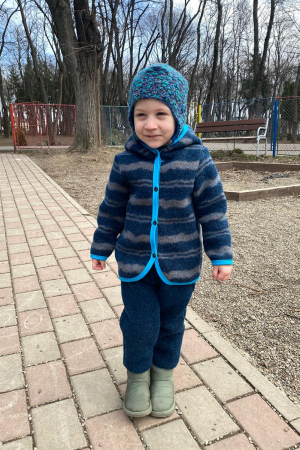 Set Hanorac+Pantalon din lana -bleomarin dungi [0]