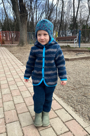 Set Hanorac+Pantalon din lana -bleomarin dungi [1]