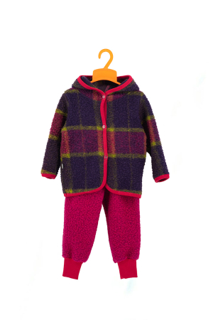 Set Hanorac cu Nasturi și Pantalon din Lână 100%, Fucsia Mix [1]