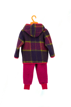 Set Hanorac cu Nasturi și Pantalon din Lână 100%, Fucsia Mix [2]
