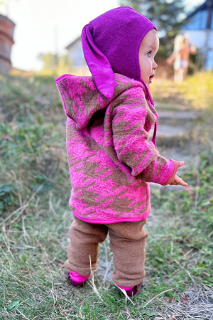 Set Hanorac+Pantalon din lana -Roz /Crem [0]