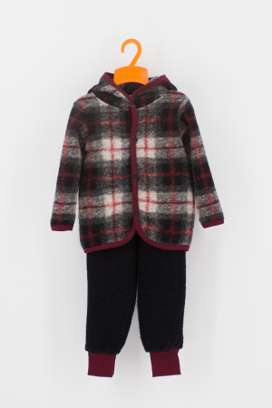 Compleuri din Lână - Set Hanorac+Pantalon din lana - Visiniu/Negru