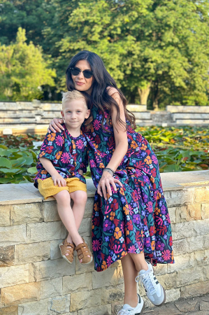 Set Mamă/Fiu din Muselina -Bleomarin Flori [0]