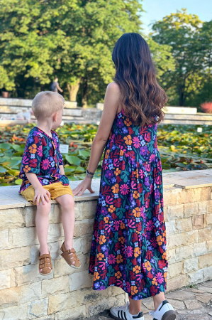 Set Mamă/Fiu din Muselina -Bleomarin Flori [1]