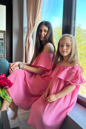 Set Rochițe in A cu Volan, din muselina - Roz [0]