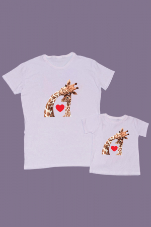 Seturi Familie - Set Tricouri Tata - Copil Girafe