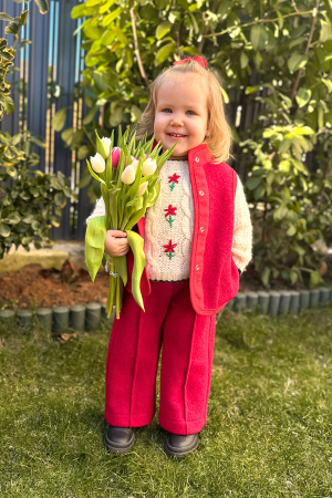 Veste din Lână - Vestă din lână  100% -Tunica Rosu