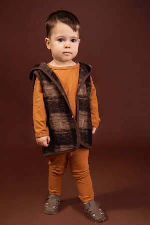 Vestă subtire din lână fiartă - Carouri Maro [2]